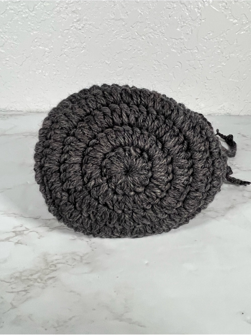 Gray Crochet Drawstring Bag - Picture 7 of 11